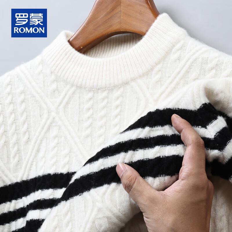 ROMON Men's 100% Pure Wool Thick Cable Knit Sweater