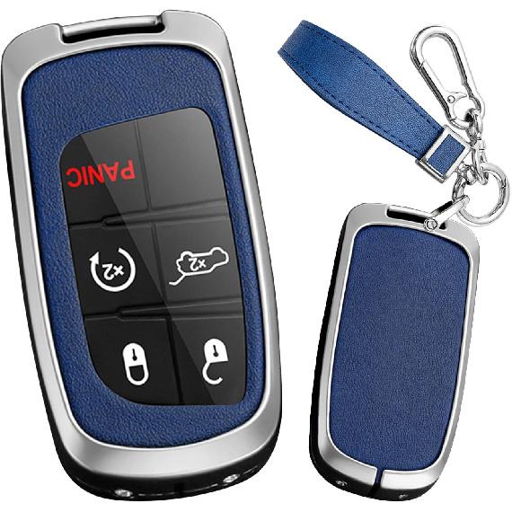 2/3/4/5 Tasten Smart Key Fob Hülle mit Schlüsselanhänger Passend für Jeep Fernbedienung Schlüssel Hülle Case Kompatibel mit Jeep Grand Cherokee für Dodge Challenger Charger