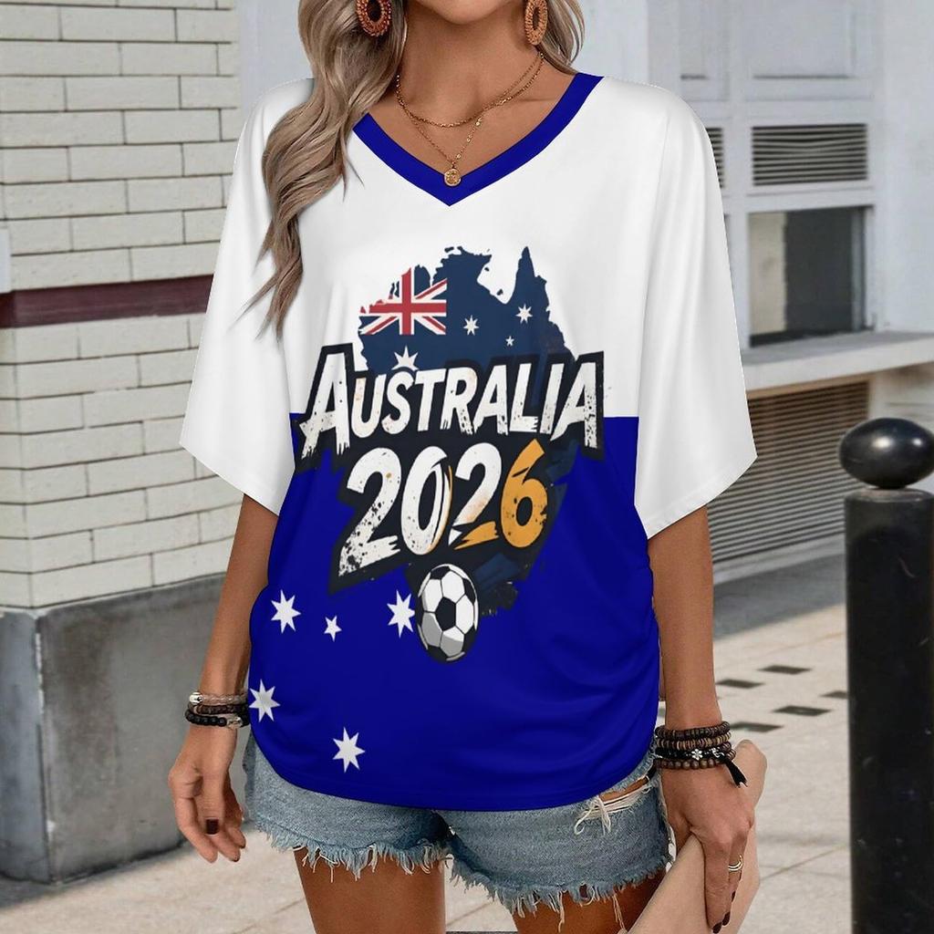 Women Casual V Neck Short Sleeve Pullover T Shirt Letter Print Top Loose Fit Lightweight Soft Fabric Suitable for Daily Wear