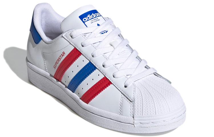 adidas Originals SUPERSTAR J Low Top Kids' Skateboarding Shoes White Red Blue Teenagers FW5851