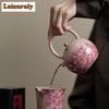 250ML Pink Ru Kiln Peony Flower Lifting Beam Teapot Boutique Tea Infuser Pot Tea Making Kettle with Strainer Teaware Ornaments