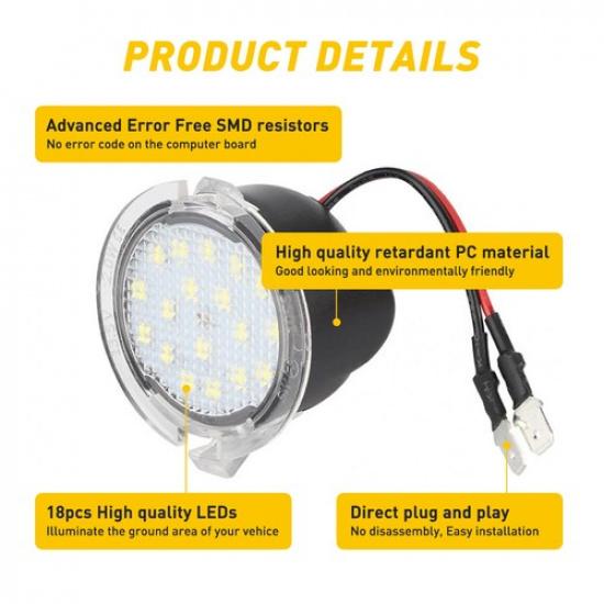 For Lincoln Navigator 07-2016 LED Side Rear View Mirror Puddle Light Bulbs 6000K