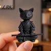 Cat Themed Home Decor 3D Printed Knight Figurine, Meditating Desk with Zen Warrior Pose, Cute Decoration Minimalist Frosted Animal Sculpture