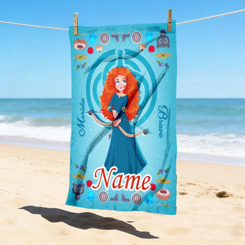 Custom Name Princess Fantasy Stylish Digital Printing Beach Towel Quick‑Drying Absorbent Blanket for Beach Pool Gym Travel