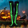 1 Pair Halloween Skeleton Gloves Night Luminous Cosplay Party Prop Unisex Scary Terrifying Fiver Fingers Halloween Party Ghost Gloves Skull Stockings