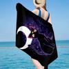 Lunar Cat Magic Night Beach Towel, Super Soft Microfiber, Gift for Her/Him, Birthday, for Pool, Beach, Travel, Home Decor Fan gifts
