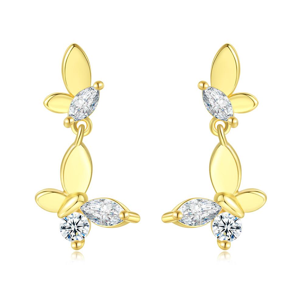Aesthetic Korean Fashion Butterfly Earrings Women Gold Color Drop Ear Rings Zircon Jewelry Lobe Accessories Wholesale Gifts E425