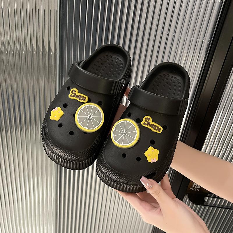 Hole shoes women's summer new thick-soled bag head sandals summer wear cute bag head drag soft-soled slippers