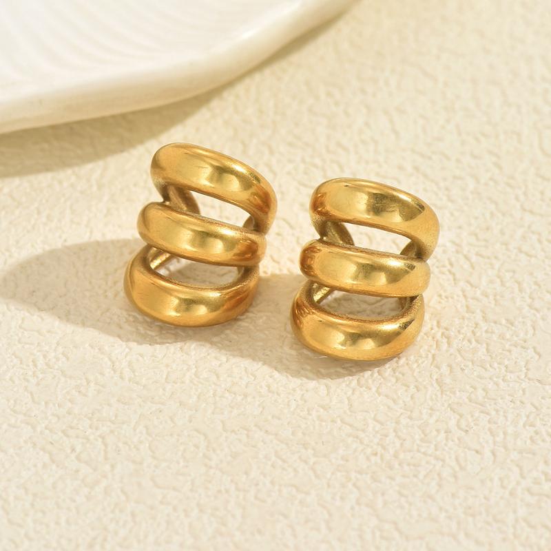 Simple Metal Multi-Layer Hollow Ear Clip Ear Cuff Earrings for Women Fashion Gold Color Claws Non Piercing Earrings Jewelry Gift