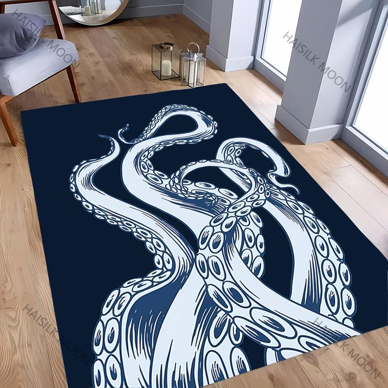 3D HD Oktopus Gedruckter Teppich Computerraum Spielzimmer Rutschfeste Dekorative Matte Wohnzimmer Schlafzimmer Büro Großflächiger Teppich Tolles Geschenk