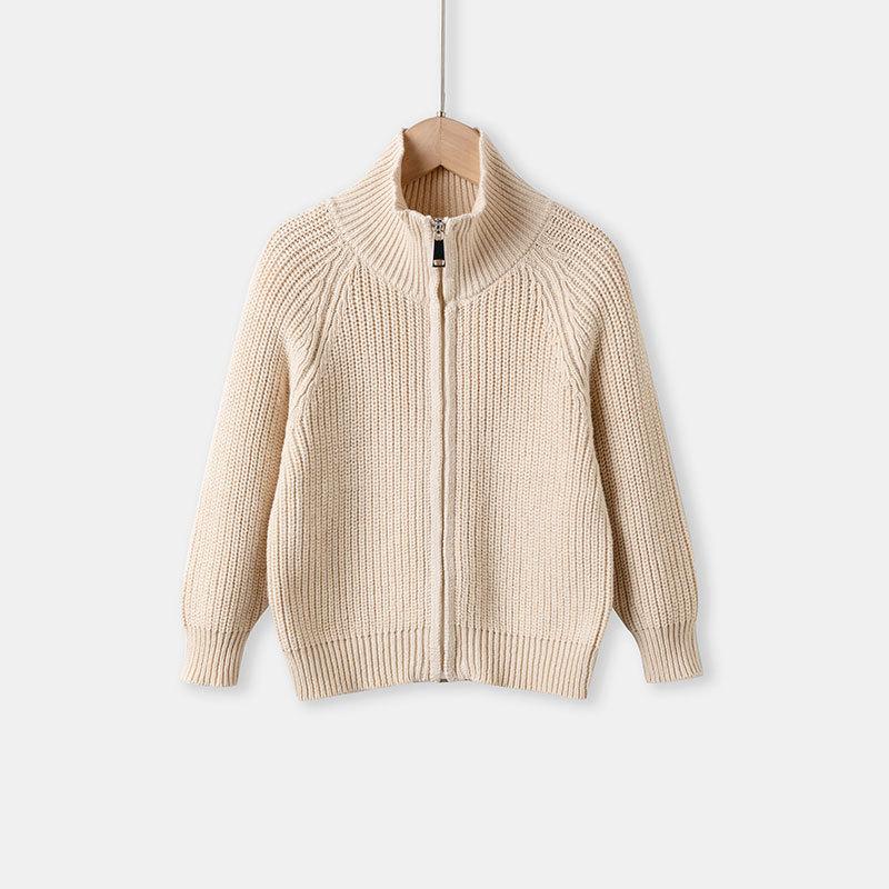 

Зимовий дитячий в язаний кардиган-светр Бавовняний пуловер на блискавці Для хлопчиків та дівчаток Верхній одяг Повсякденний Універсальний Шкільний Підлітковий Дитячі Топи 120cm абрикосовий