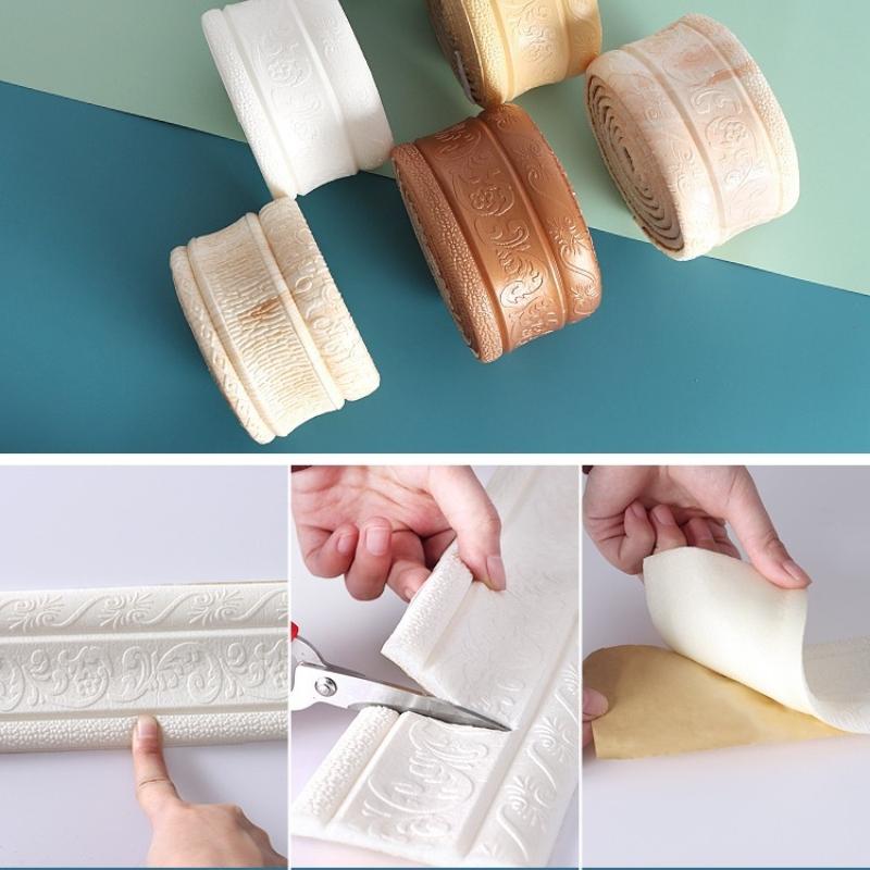 3D Self-adhesive Thick Wall Sticker Waistline Background Wall Substrate Top Corner Line Waterproof Decorative Edge Banding