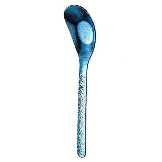 Flacher Boden Titanlöffel Hämmer Muster Esslöffel Spülmaschinenfest Langer Griff Küche Suppe Reis Eis Dessert Löffel