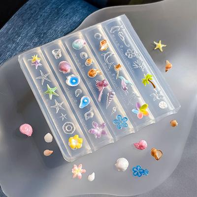 Molde de Silicone Flor Concha Estrela Corrente Laço Nail Art Ferramenta Manual DIY Molde de Silicone Flor