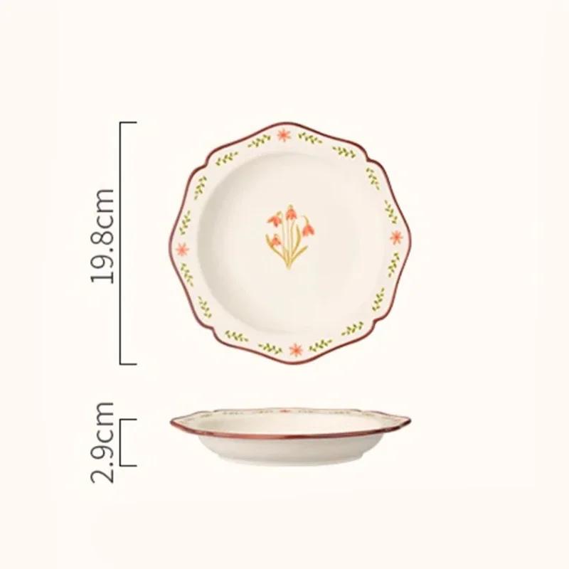 Light Luxury Flowers Ceramic Plates High End Restaurant Salad Dessert Plate Delicious Dishes Dining Plates Unique Home Tableware