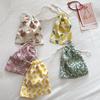 Floral Mini Cotton Drawstring Pouch for Jewelry, Cosmetics, & Lipstick - Dustproof & Cute