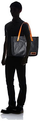 Bermas Horizontal Tote with Top Zipper, Toyooka Bag Original Fabric, Canvas PVC, Tochigi Leather, COMMUTE, Black