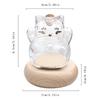 Cute Cat Shape Saving Jar Lucky Cat Clear Glass Glass Coin Bank with Wooden Base Decorative Gold Bean Container Wishing Star