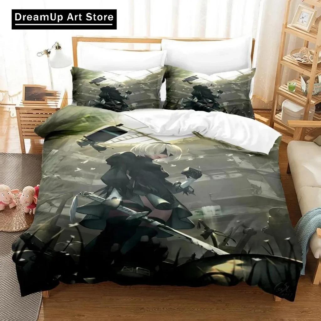 3D Printed NieR Automata Bedding Set Duvet Cover Bed Set Quilt Cover Twin Single Queen King Size Boys Adult Home Textile Decor