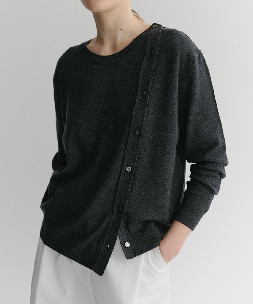 Ia Side Button Knit Pullover (Charcoal)