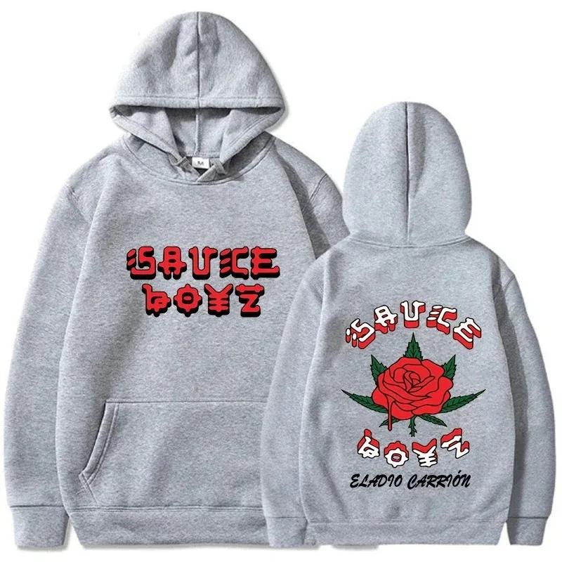 Eladio Carrion Sauce Boyz Monarca Harajuku Anime Hoodies Kawaii Manga Sweatshirts Lässige Cartoon-Kleidung Männerfrauen Streetwear
