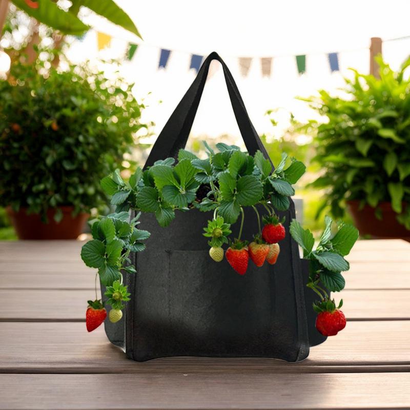 Strawberry Grow Bag With 4 Side Growth Pockets Heavy Duty Non-Woven Felt Hanging Floor Cultivation Grow Bag For Plants