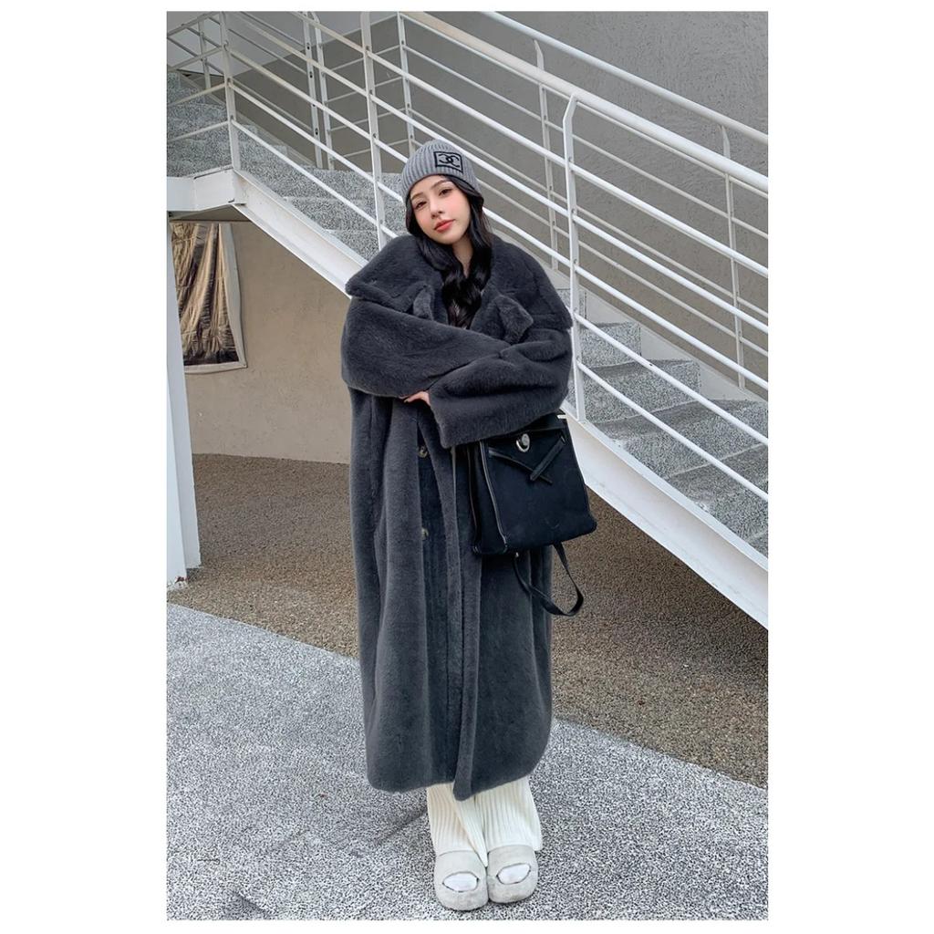 VAYLA Damen Kunstpelz Lange Mäntel Jacken Stehkragen Mantel Dick Warm Y2k Streetwear Jacke Elegant Arbeit Freizeit Oberbekleidung Herbst Winter