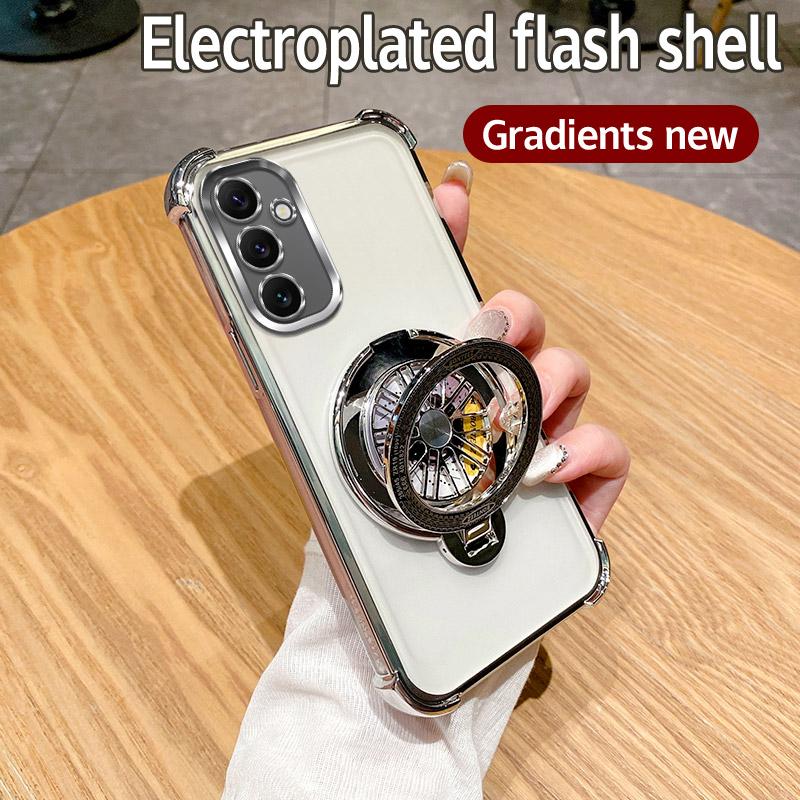 Shockproof Rotate Gyro Holder Magnetic Case on for Motorola Moto G24 G14 G34 G84 G54 G04 G53 E14 G52 G82 G10 Bracket Clear Cover