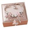 DIY Beaded Bracelet with Butterfly, Heart, Key Pendants & Rhinestones