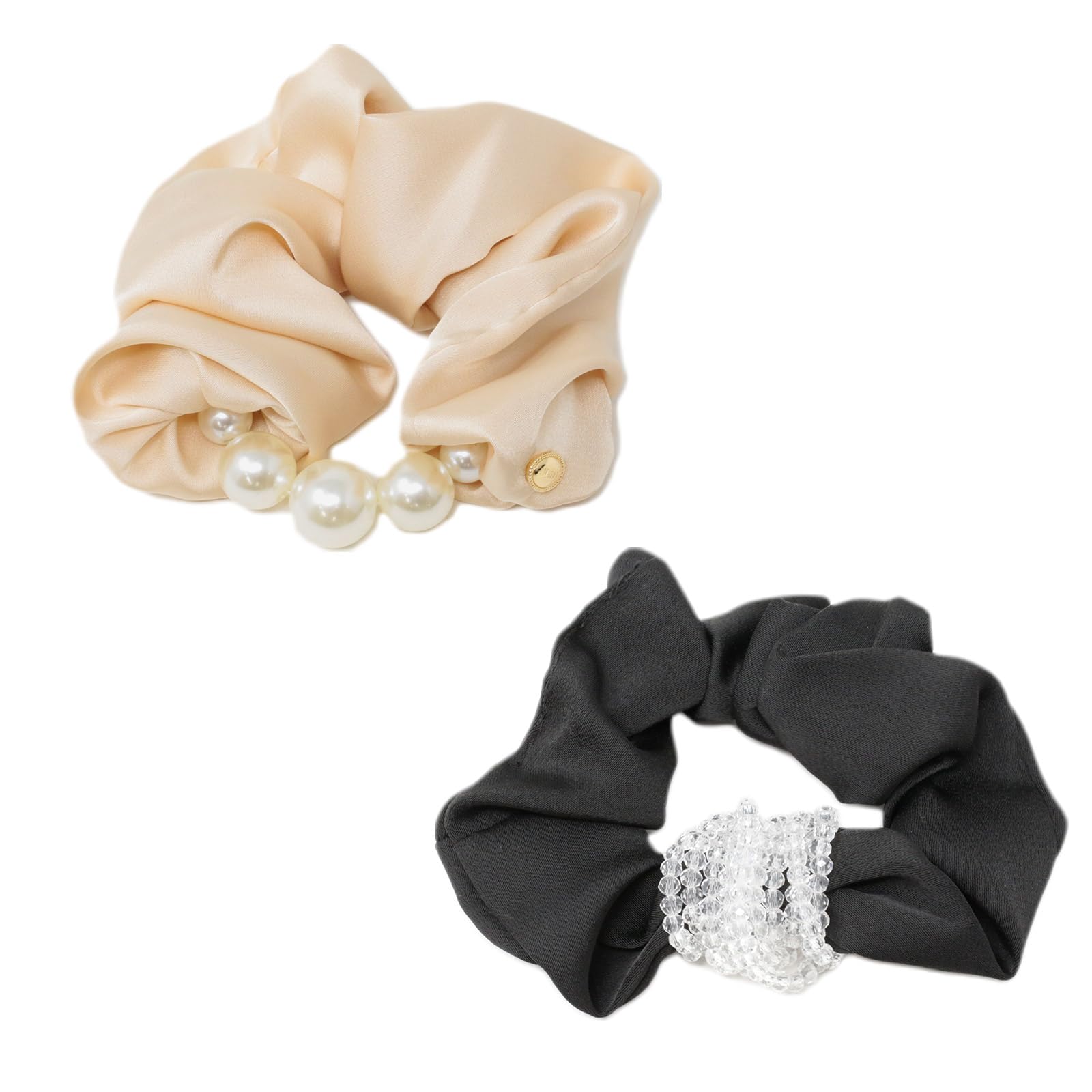 

MILASIC Резинка для волос Бусины Жемчуг Набор из 2 шт. Аксессуары для волос Черный Бежевый С украшением Простой Стильный Завязка Эластичная Заколка для волос Украшение для волос Аранжировка