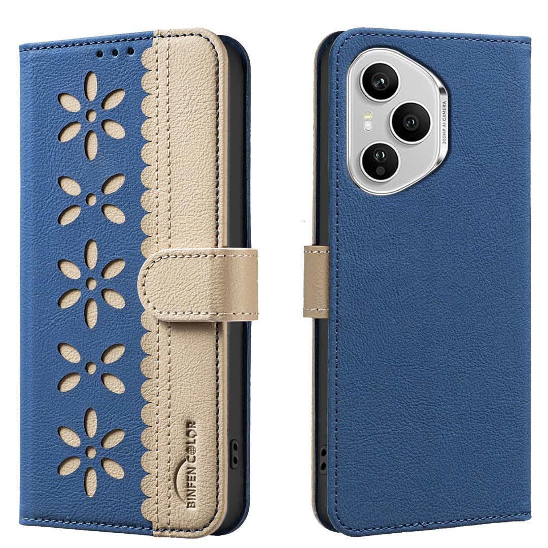 

Для Honor 400 Pro 5G (Глобальний) Шкіряний чохол BINFEN COLOR BF36 з квітковим візерунком, чохол для телефону, гаманець з RFID-блокуванням, підставка F