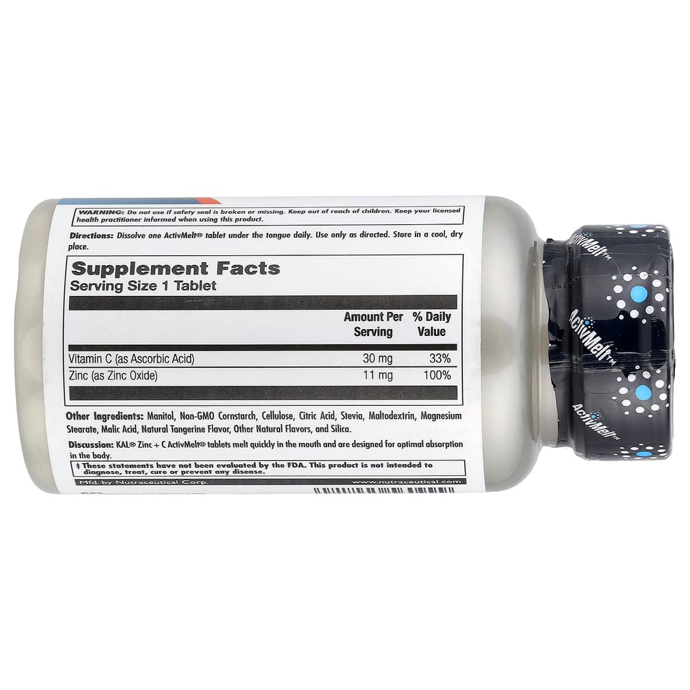 KAL Zinc + C Tangerine Micro Tablets 90 Count