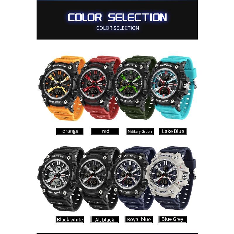 SANDA Fashion Men's Electronic Watch Multi Functional Outdoor Sports Waterproof Calendar Night Light LED Men's Watch