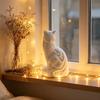 Estatua de Gato Elegante Minimalista Figura Felina Impresa en 3D Adorno de Escritorio Moderno para Decoración de Dormitorio Sala de Estar Oficina