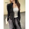 Small Stand-up Collar Zipper Sweatshirt Jacket Autumn and Winter Long-sleeved Right Shoulder Tight-fitting Inner German Velvet Warm Cardigan Top