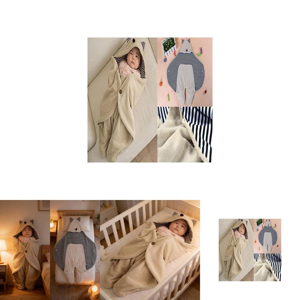 Baby Swaddle Sleeping Bag With Plush Lambswool Material For Newborn Fall And Winter Comfort