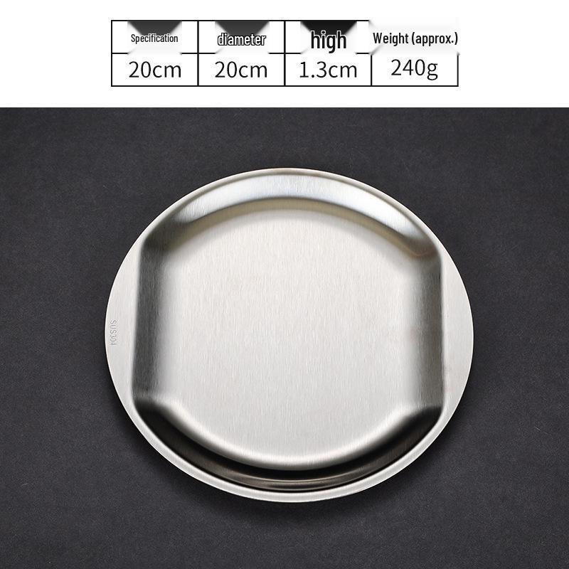 Korean Style Golden Round Plate - Shallow Plate for Snacks, Western Food, Steak, BBQ, and Desserts.