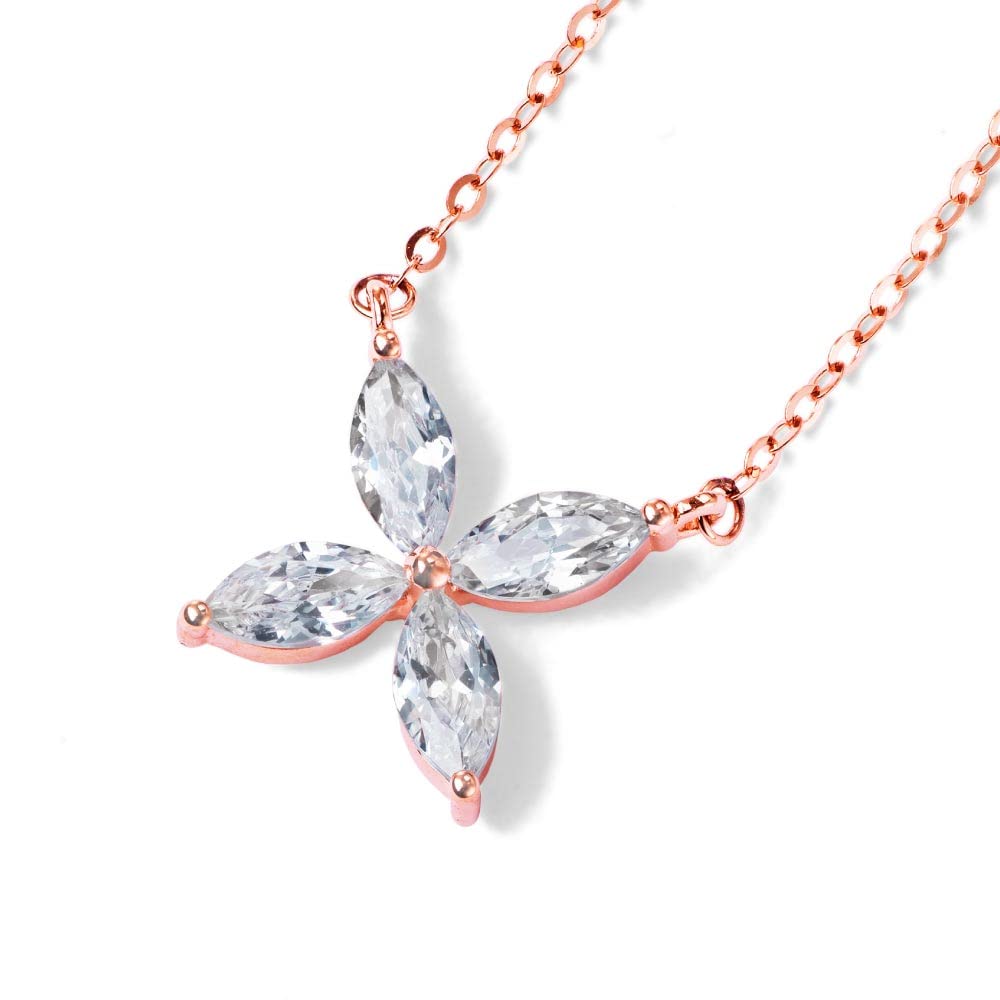 FROM NEW Necklace for Women Marquise Butterfly Flower 10K K10 Pink Gold Brand Present Women [GIFT YORK]