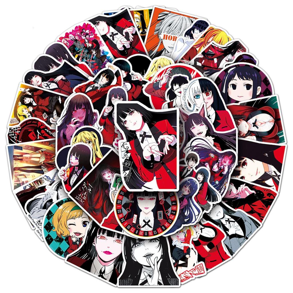50 Kakegurui Anime Character Stickers for Personalizing Notebooks, Diaries, or Suitcases