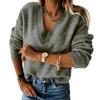 Autumn Winter New Imported Fashion Knitwear Women's Long Sleeve V-Neck Loose Knit Pullover Sweater