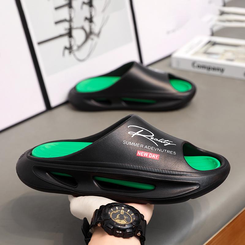 

Модные летние мужские домашние уличные сандалии шлепанцы модные причудливые пляжные повседневные туфли мягкая подошва массажные шлепанцы мужские большие размеры 45 40-41 темно-зеленого