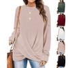 Women's Long-sleeved Loose-fitting Round Neck Irregular Color Cotton T-shirt