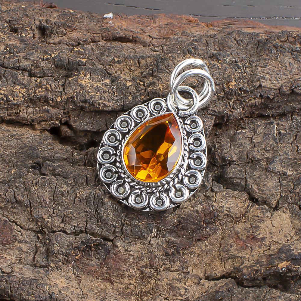 Citrine Gemstone ručně vyráběné masivní 925 Sterling Silver šperky přívěsek na Den díkůvzdání