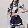 Plus Size Erotic Lingerie Woman Role Play Costume Girl JK Uniform Cosplay Set Hot Top 19 Crotchless Pleated Skirt Sexy Sleepwear