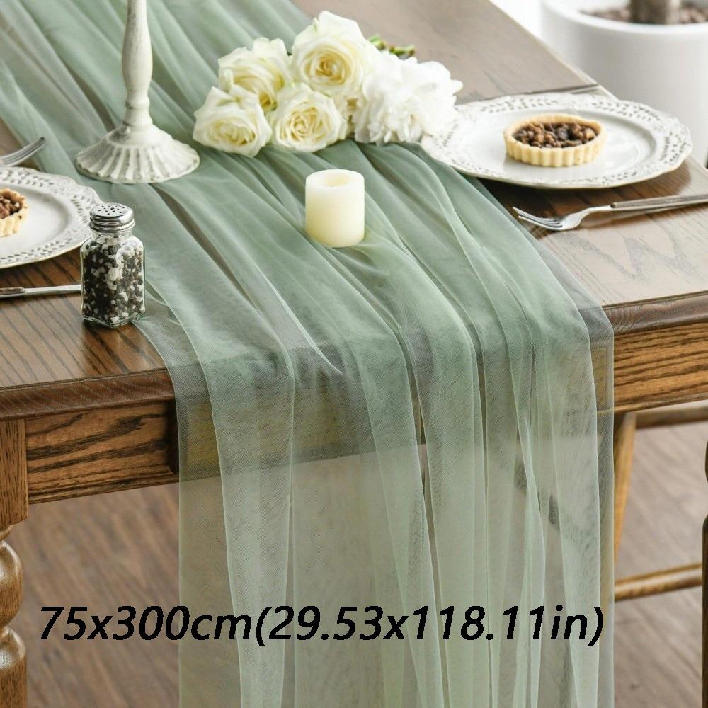 Elegant Tulle Tulle Sheer Table Runner Boho Rustic Chiffon Table Runner  Party Banquet