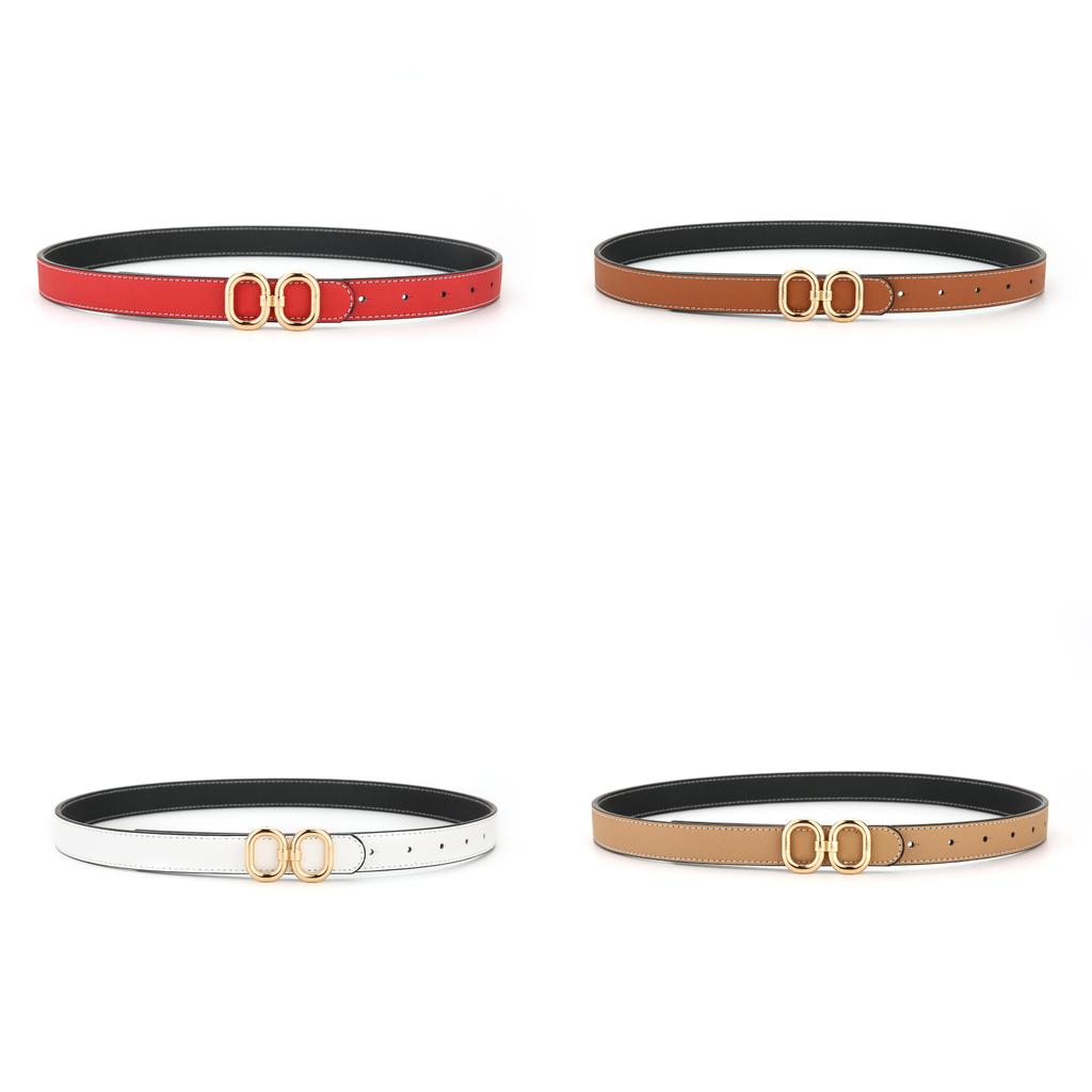 Genuine Leather Doublesided Womens Belt With Square Alloy Buckle For Casual Wear