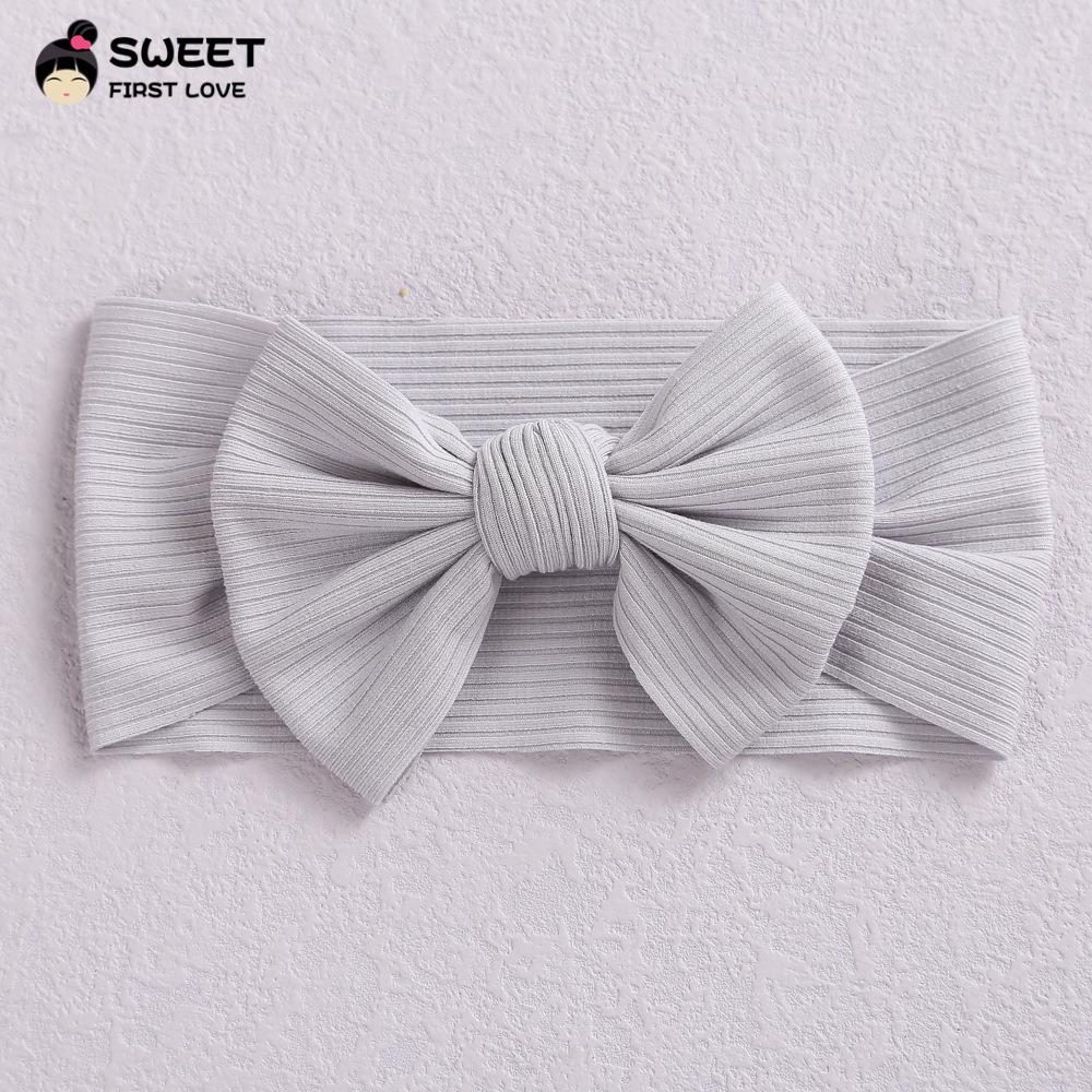 Niansheng Handmade Ribbed Bow Headband for Babies - Solid Color