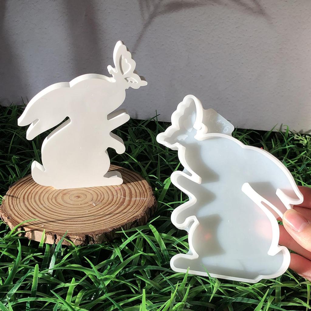 Silicone Candle Molds Non-Stick Bunny Mould Butterfly Design Non-Stick Wax Molds For Candle Making For Easter Spring Crafting