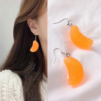 1 pár roztomilých oranžových visacích náušnic pro ženy jednoduchý design sladké legrační ovoce loupané oranžové náušnice večírek šperky velkoobchod