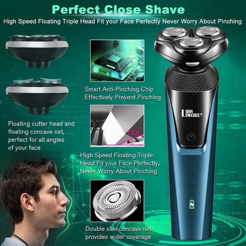 3 IN 1Electric Shaver Rechargeable 4D Electric Razor Shaving Machine for Men Beard Razor Wet-Dry Dual Use Water Proof Fast Charging